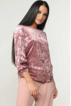 Велюрова блуза «Мірей» рожевого кольору