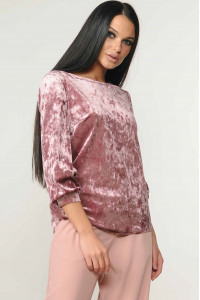 Велюрова блуза «Мірей» рожевого кольору
