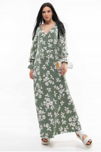 Сукня «Ліна» оливкового кольору з принтом