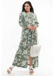 Сукня «Медіна» оливкового кольору з принтом