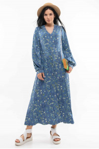 Платье «Несси» синего цвета с принтом