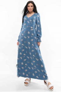 Платье «Лина» синего цвета с принтом