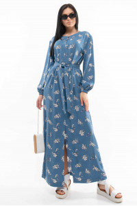 Платье «Медина» синего цвета с принтом