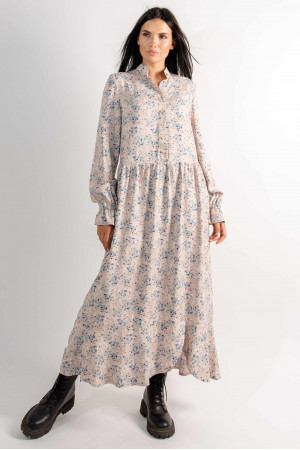 Платье «Флорет» бежевого цвета с принтом