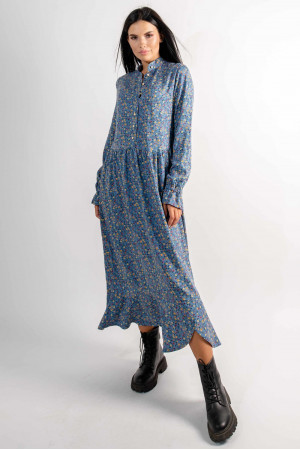 Платье «Флорет» голубого цвета с принтом