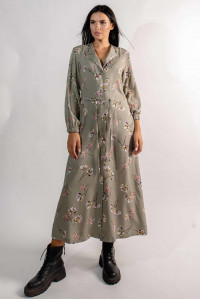 Платье «Марви» цвета хаки с принтом