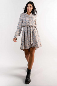 Платье «Флори» бежевого цвета с принтом