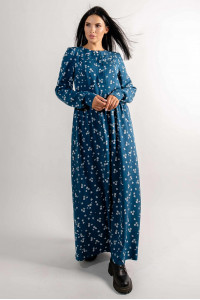 Платье «Джудит» синего цвета с принтом