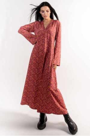 Платье «Ингрид» терракотового цвета с принтом