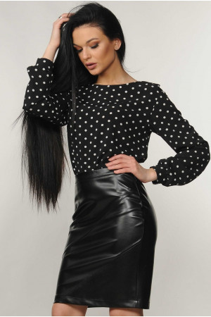 Блуза «Марта» черного цвета в горошек