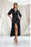 "Domian" dress in black with print