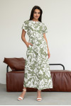 "Henny" white dress with khaki print