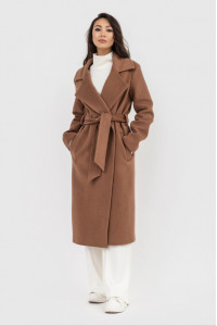 Женское пальто-халат «Елена» цвета кэмел