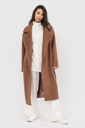 Женское пальто-халат «Елена» цвета кэмел