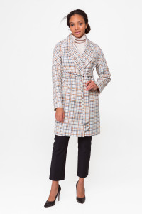 Жіноче пальто «Астрід» бежевого кольору з принтом