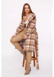 Жіноче пальто-сорочка «Еван» бежево-коричневого кольору