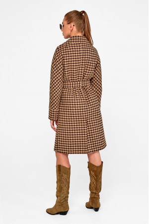 Жіноче пальто «Келлі» коричневого кольору з принтом-зірки
