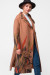 Жіноче пальто «Аміна» кольору кемел з принтом-обличчя
