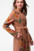 Женское пальто «Амина» цвета кэмел с принтом-цветы