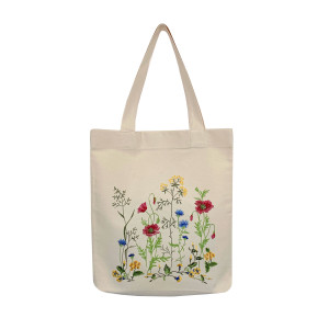 Embroidered shopper bag "Blooming Steppe" beige