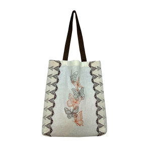 Embroidered shopper bag "Lace" beige