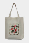 Embroidered shopper bag "Red viburnum" beige