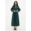 Embroidered dress "Lace" in dark emerald color