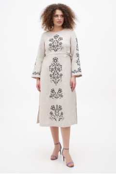 Embroidered dress "Desna" beige