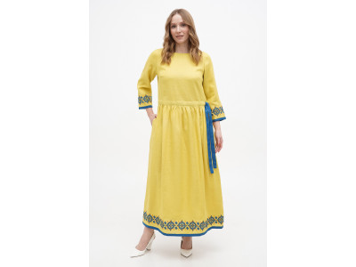 Embroidered dress "Marrakesh" in lemon color