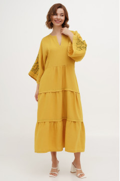 Embroidered dress "Boryslava" yellow