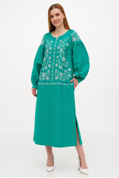 Mint-colored embroidered dress "Lavandula"