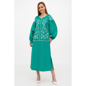 Mint-colored embroidered dress "Lavandula"