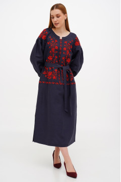 Embroidered dress "Lavandula" in black