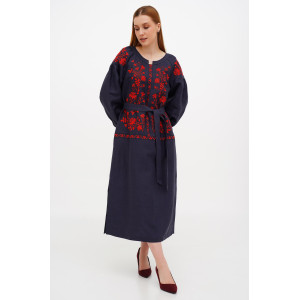 Embroidered dress "Lavandula" in black