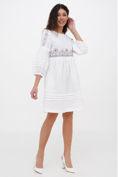 Embroidered dress "Pectoral" white