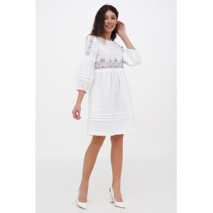 Embroidered dress "Pectoral" white