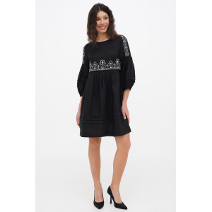 Embroidered dress "Pectoral" in black