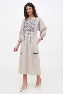 Embroidered dress "Morika" beige