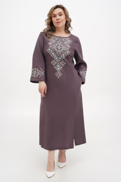Embroidered dress "Vatra" coffee color