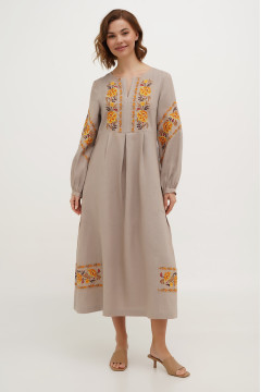 Embroidered dress "Malyovanka" in latte color
