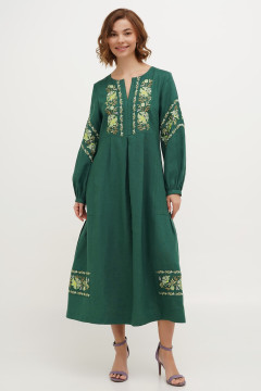 Embroidered dress "Malyovanka" in emerald color