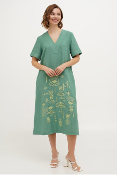 Embroidered dress "Amethyst" mint color