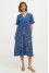 Embroidered dress "Amethyst" in denim color