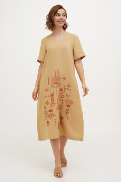 Embroidered dress "Amethyst" sand color