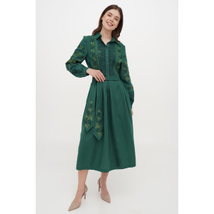 Embroidered dress "Kalina" in green