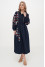 Embroidered dress "Kalina" in dark blue