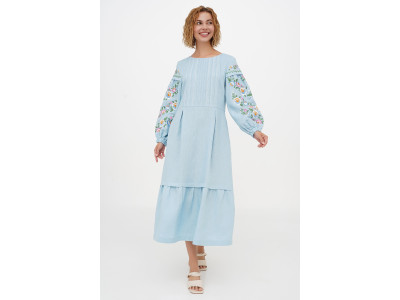 Вишита сукня «Забава» блакитного кольору