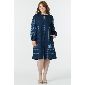 Embroidered dress "Cutie" in dark blue