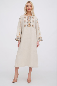 Вишита сукня «Єремія» бежевого кольору