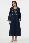 Вышитое платье «Єремія» темно-синего цвета